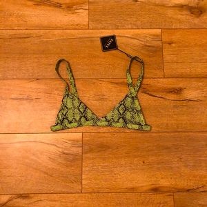 Triangle green snake skin pattern bathingsuit top